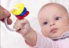 When can a newborn be given a rattle, at what months does the child begin to hold it?